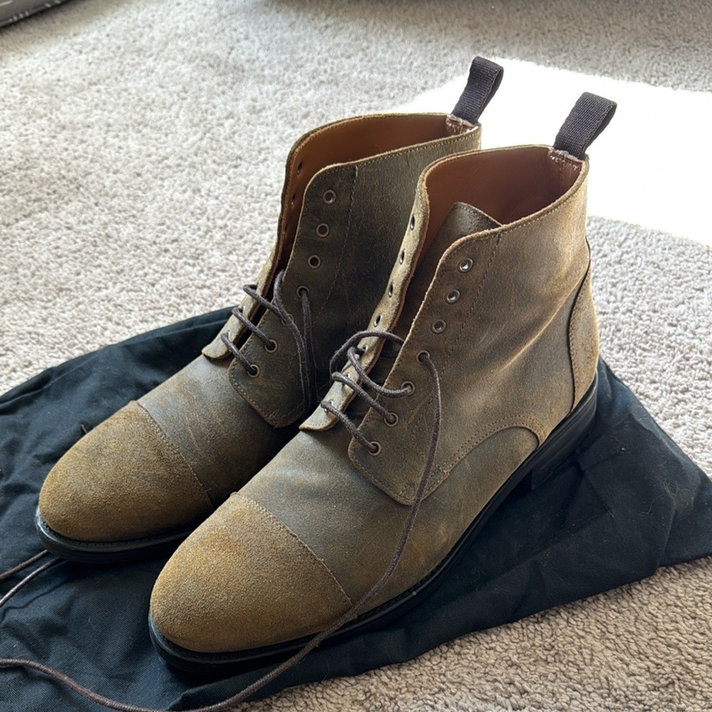 Like New Mens Taft Dragon Leather Boots - Rustic Green- - US 12 EU 45